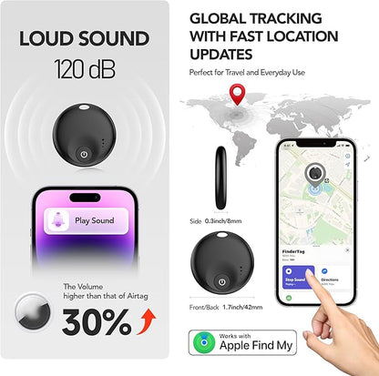 Air Tracker Tags-4 Pack, Smart Bluetooth5.3 Tracker, Item Finder Work with Apple Find My, Trakcer Tag Locator for Keys, Luggage, Backpack, Suitcase,120dB Sound,Waterproof Protective(4Black)
