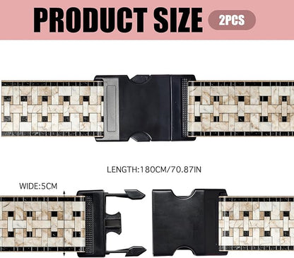 Nuxovilar Luggage Straps of 2 Set Marble Mosaic Pattern, 1.96x90.5 inches - Luggage Straps for Suitcases, Fit for Business Travel, Formal Trips, Daily Use