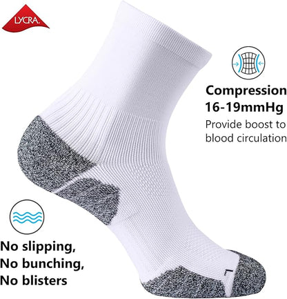 CWVLC Compression Athletic Quarter Socks Cushioned for Men Women