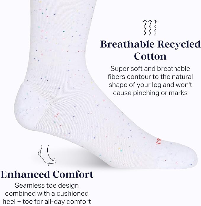 Comrad Recycled Cotton Knee High Socks - 15-20mmHg Graduated Compression Socks - Soft & Breathable Support Socks, Unisex