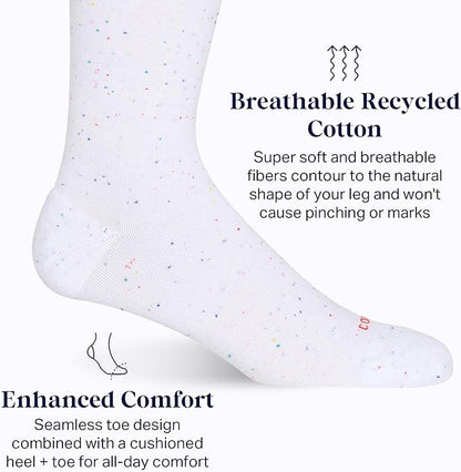 Comrad Recycled Cotton Knee High Socks - 15-20mmHg Graduated Compression Socks - Soft & Breathable Support Socks, Unisex
