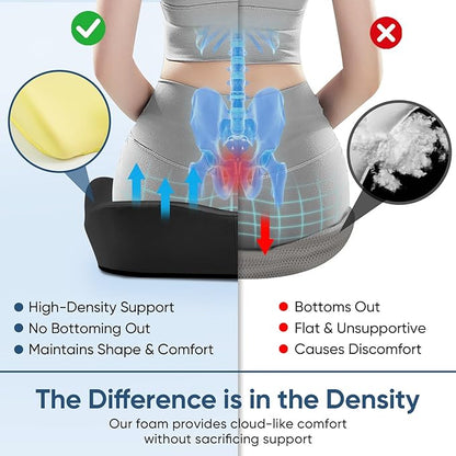 Donut Pillow with Lengthened Center Hole Suspends Tailbone & Sensitive Area, Relieves Pressure for Hemorrhoid and Coccyx Pain, Ergonomic Office & Car Seat Cushion for Prolonged Sitting
