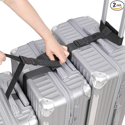 Vigorport Luggage Straps, Straps for Suitcase, 1.5”Width Add A Bag Stretchable Attachment Accessories for Connect Your 3 Luggage Together (Black, 1.5" Width)