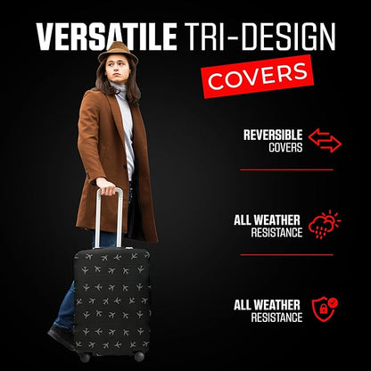 Reversible Luggage Covers & Protectors - Versatile & Washable Luggage & Suitcase Covers | Anti-Scratch Suitcase Cover for Travel (Charcoal Brown Departure, X-Large (72-78 x 49-54 x 29-33cm)