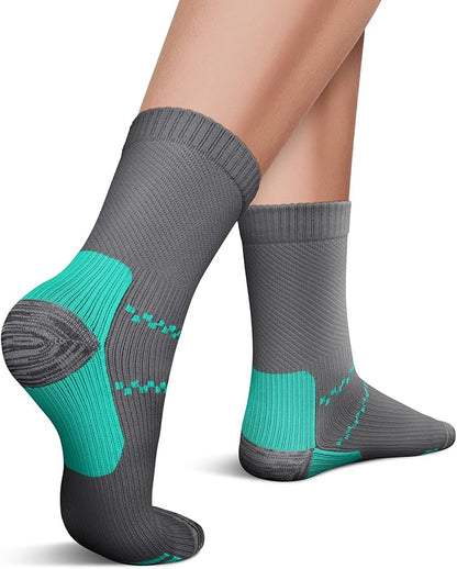 CHARMKING 6 Pairs Crew Compression Socks for Women & Men Circulation 15-20 mmHg is Best for All Day Wear Running Nurse
