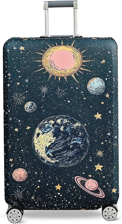 fancyfree Luggage Cover Washable Suitcase Protector Anti-scratch Suitcase cover (Interstellar Travel, S(18"-21" luggage))