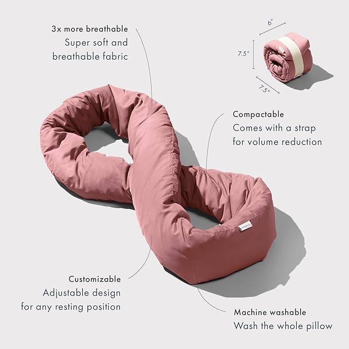 Huzi Infinity Pillow - Travel Neck Pillow - Versatile Soft 360 Support Scarf - Machine Washable - Home Travel Flight Road Trips Airplane Sleeping (Rose)