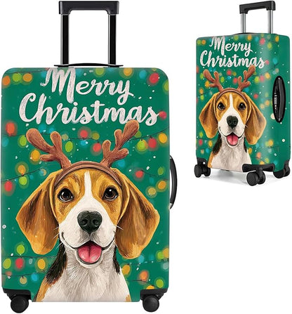 Christmas Dog Luggage Cover, Cute Reindeer Puppy Washable Suitcase Cover, Travel Suitcase Protector Anti-scratch Bag cover, XL