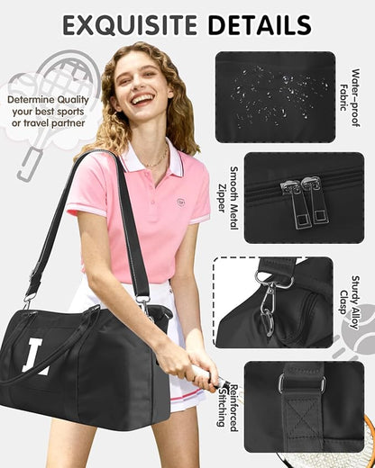 Initial Travel Duffel Bag Sports Gym Bag for Boys Teen Birthday Gifts,Black Personalized Weekender Bag Carry On Tote Bags for Men,Waterproof Overnight Luggage Bag Airplane Travel Essentials(Letter L)