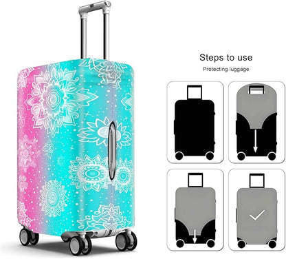 Gradient Mandala Luggage Cover Suitcase Protector Washable Anti Scratch Protective Sleeve Travel Accessories Baggage Covers Fits 22-24 Inch Suitcase Wraps and Covers for Luggage Essentials