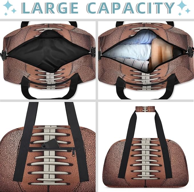 Kids Duffle Bag Girls Boys American Football Texture Weekender Overnight Bag,Lightweight Duffel Bags for Traveling Gym Sport Dance