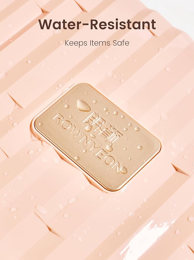 ROWNYEON Travel Makeup Case with Light-Up Mirror & Removable Divider - Portable Train Case Organizer for Girls, Makeup Artist & Hairstylist - 10x Mirror (Pink)