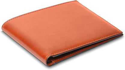 Bosca Men's Old Italian Leather Wallet RFID Blocking Modern Bifold Executive Design 8 Card Slots, Made in Italy - Amber Brown