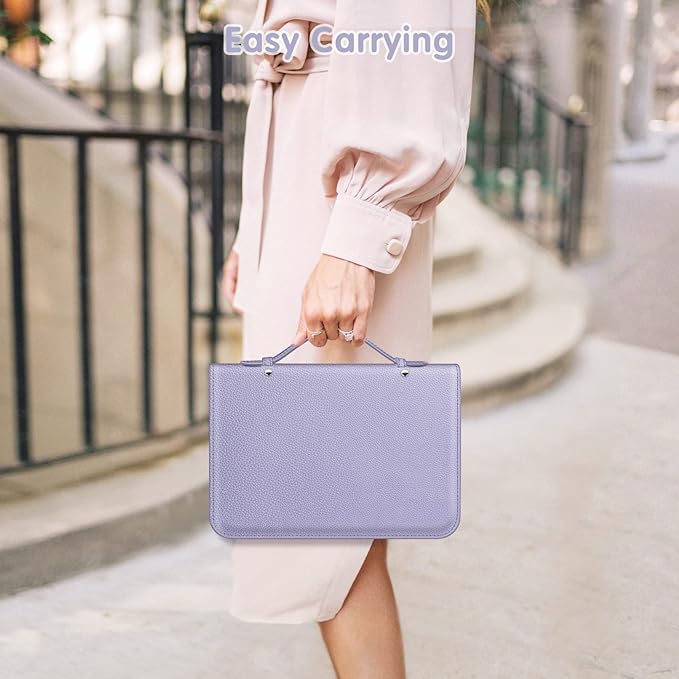 Jewelry Travel Organizer Case, PU Leather Portable Jewelry Storage Book with Transparent Pockets Zipper Bag for Necklaces, Earrings, Bracelets(48 Grids+48 Thicken PVC Bags), Lilac Purple