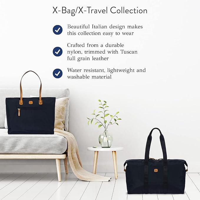 Bric's X-Bag/X-Travel 2.0 Overnight Weekender Folding Duffel Bag - 22" Carry On Bag - Navy