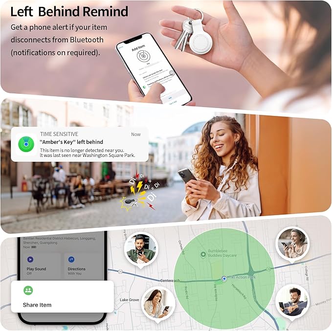 Air Tracker Tags 4 Pack, Bluetooth Smart Tag for Item Finder, Compatible with iOS Find My, Replaceable Battery & Long Battery Life, Item Locator for Keys, Luggage, Bags, Wallet with Key Chain