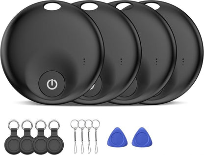 Air Tracker Tags-4 Pack, Smart Bluetooth5.3 Tracker, Item Finder Work with Apple Find My, Trakcer Tag Locator for Keys, Luggage, Backpack, Suitcase,120dB Sound,Waterproof Protective(4Black)