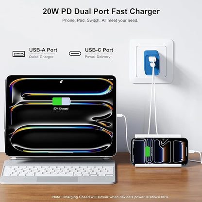 USB C Wall Charger, 3Pcs 20W PD + QC3.0 USBC Charger Block Super Fast Power Output Rapid Charging Box Wall Plug Cube for iPhone 16/17, Samsung Galaxy S24, Motorola, LG, Google Pixel 6Pro(Sea Blue)