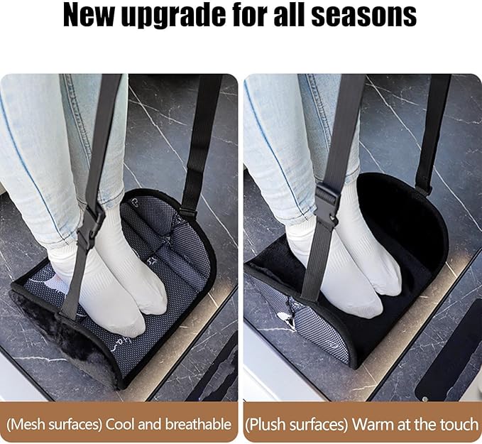 Foot Hammock Carseat, Portable Foot Sling for Car and Airplane Travel, Adjustable Foots Rest for Comfortable Travels, Home, Office, Kids