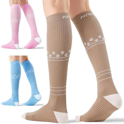FITRELL 3 Pairs Compression Socks for Women and Men 20-30mmHg-Circulation Support Socks