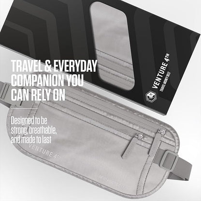 Travel Money Belt, RFID Blocking for Men & Women - Ideal for Keeping Your Cash, Credit Card, Passport, Phone Safe When Traveling (Sleek Silver)