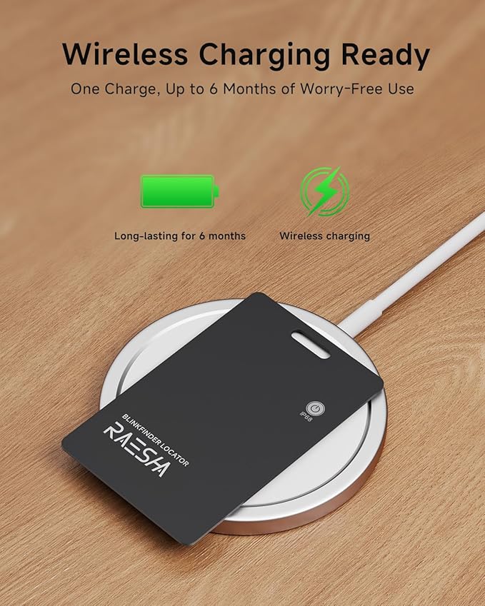 RAESHA Wallet Track Card – Apple MFi Certified Tracker for iOS only, Rechargeable & Waterproof Slim Finder, Works with Apple Find My, Item Locator for Wallets, Bags, Luggage etc