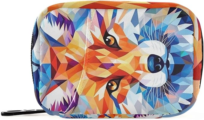 Pill Organizer Box Case Weekly Travel Pill Container Holder 7Day Cute Vitamin Organizer Dispenser Sorter Planner Storage Small Compact Fox Geometric11