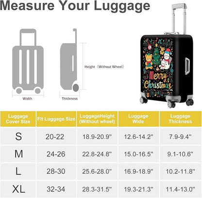 FOREVER QUEEN Cartoon - Merry Christmas Luggage Cover Suitcase Protector Suitcase Cover Anti-Scratch,Stretchable Bag Cover Washable Durable Polyester