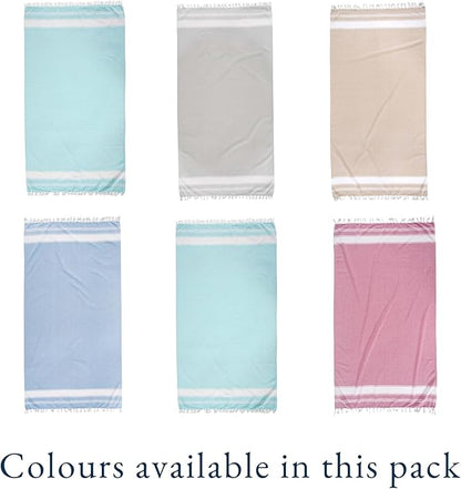 LANE LINEN Turkish Beach Towels for Women, Set of 6 - Large 39"x71", Pre-Washed, No-Shrink, Sand-Free, Quick Dry, Lightweight, Soft Beach Bath Towels - Vintage Beach