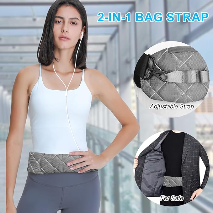 2 in 1 Anti-theft Bag Shoulder Strap with Pockets, 54 inch Travel Belt Ultra-Wide and Thick, Comfort and Stylish