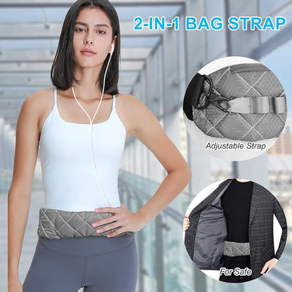 2 in 1 Anti-theft Bag Shoulder Strap with Pockets, 54 inch Travel Belt Ultra-Wide and Thick, Comfort and Stylish