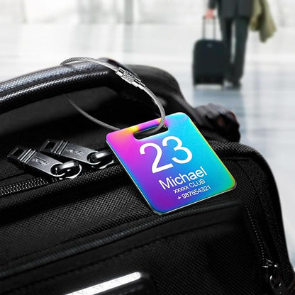 Customized Stainless Steel Luggage Tags: Personalize Your Suitcases, Backpacks, and Bags with Your Text - Custom Initial Text Name ID,Number(4 Pack)