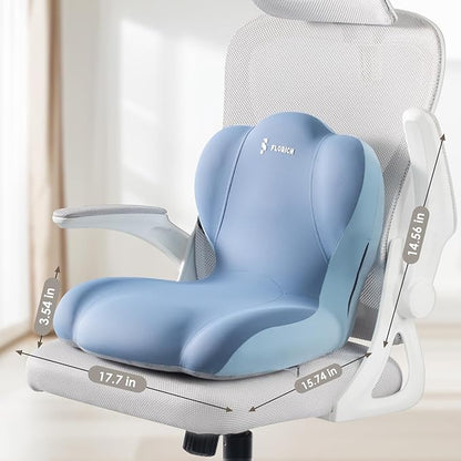 FLORICH Memory Foam Truck Seat Cushion,Car Seat Cushion and Lumbar Support Pillow for Office Chair, Ergonomic Back Support & Sciatica Relief for Long Drives(Blue)
