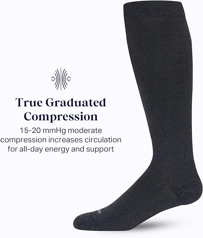 Comrad Nylon Knee High Socks - 15-20mmHg Graduated Compression Socks - Soft & Breathable Support Unisex Socks