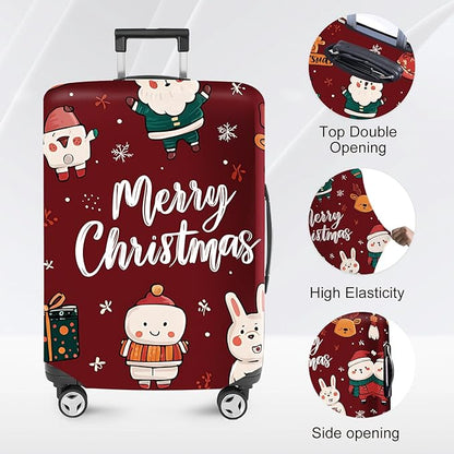ANNA QUEEN Merry Chrismas Travel Luggage Cover Suitcase Protector Suitcase Cover Anti-Scratch,Stretchable Luggage Travel Bag Cover Washable