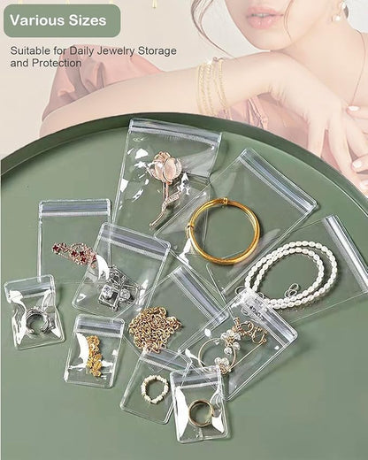 4 In 1 Acrylic Jewelry Organizers and Storage with 60 Portable Anti Tarnish Jewelry Bags, Clear Jewelry Box Organizer, Travel Jewelry Case for Earrings/Rings/Necklaces for Women Girls