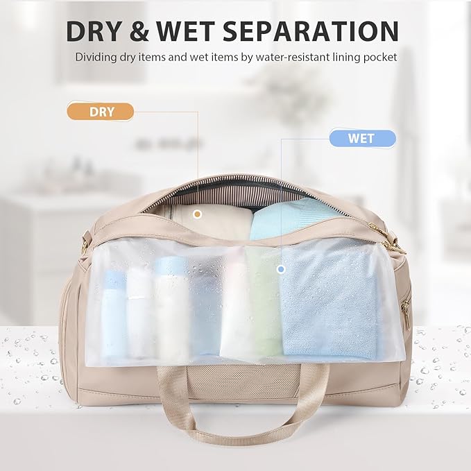 VNINE Duffle Bag for Women Men Travel Bags with Shoes Compartment Carry On Weekender Bag Airlines Approved Duffel Bag with Wet Pocket Water Resistant Overnight Sports Workout Dance Bags