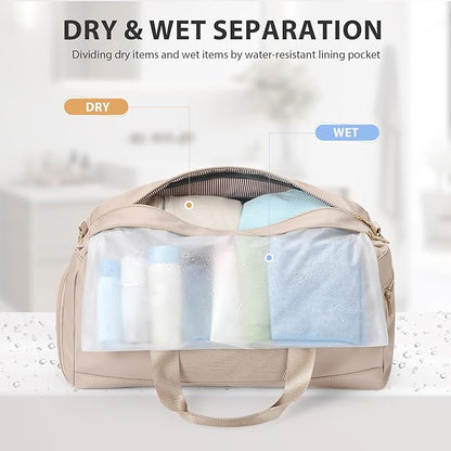 VNINE Duffle Bag for Women Men Travel Bags with Shoes Compartment Carry On Weekender Bag Airlines Approved Duffel Bag with Wet Pocket Water Resistant Overnight Sports Workout Dance Bags