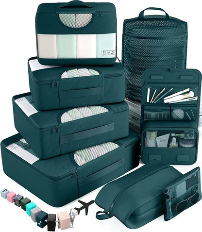 Veken 8 Set Packing Cubes for Travel Essentials, Suitcase Organizer Bags in 4 Sizes, Carry-On Luggage Accessories with Large Laundry & Hanging Toiletry Bag, Must-Have for Airplane, Road Trip & Camping