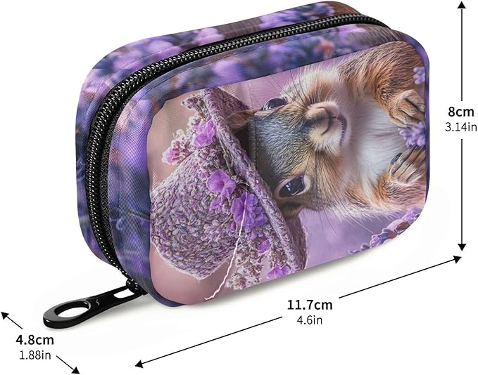 Pretty Lavender Squirrel Cute Pill Organizer Weekly Travel Pill Box 7 Day Large Capacity Pill Dispenser Case with 8 Pill Container Daily Pill Box Organizer Vitamin Holder Pill Bottle Organizer