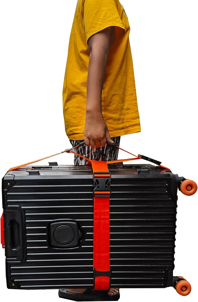 Luggage Straps Suitcase Belts Wide Adjustable Packing Straps, Heavy Duty Strap, 2 PCS 92",Carry on Both Shoulders,2 People by Hand or Shoulder,Moving Box Straps.Orange