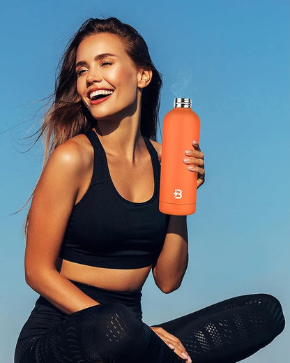 Insulated Water Bottle with Lid, 25 oz Reusable Leak-Proof Metal Stainless Steel Water Bottles for Travel, Sports, Gym, Outdoor (Orange)