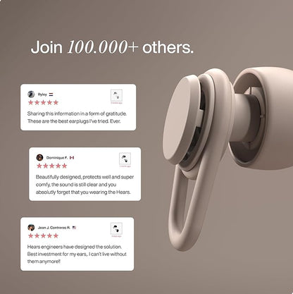 Hears One High-Fidelity Ear Plugs – Reusable Hearing Protection for Concerts, Travel, Focus & Sleep – Certified Noise Reduction 20dB SNR – Hypoallergenic Tips (4 Sizes) + Keychain Case