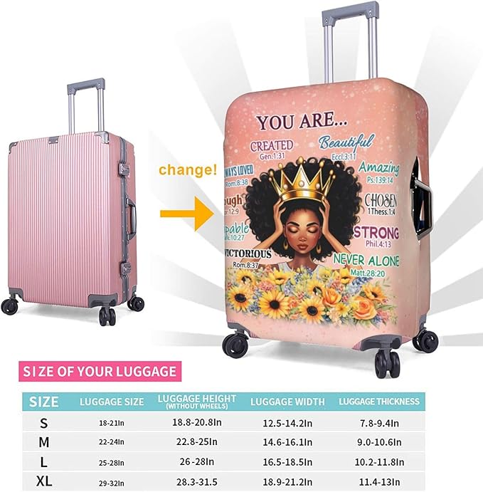 Luggage protector suitcase cover luggage cover for Suitcase Washable Suitcase Protector Anti-scratch Suitcase cover Small African American Woman