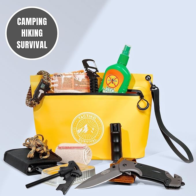 3-Pack Tactiko Heavy-Duty Splash Water Resistant Zipper Pouches - 3 L Hold-All Organizers for Dry Bags, Travel Bags (3, Yellow/Red/Gray)