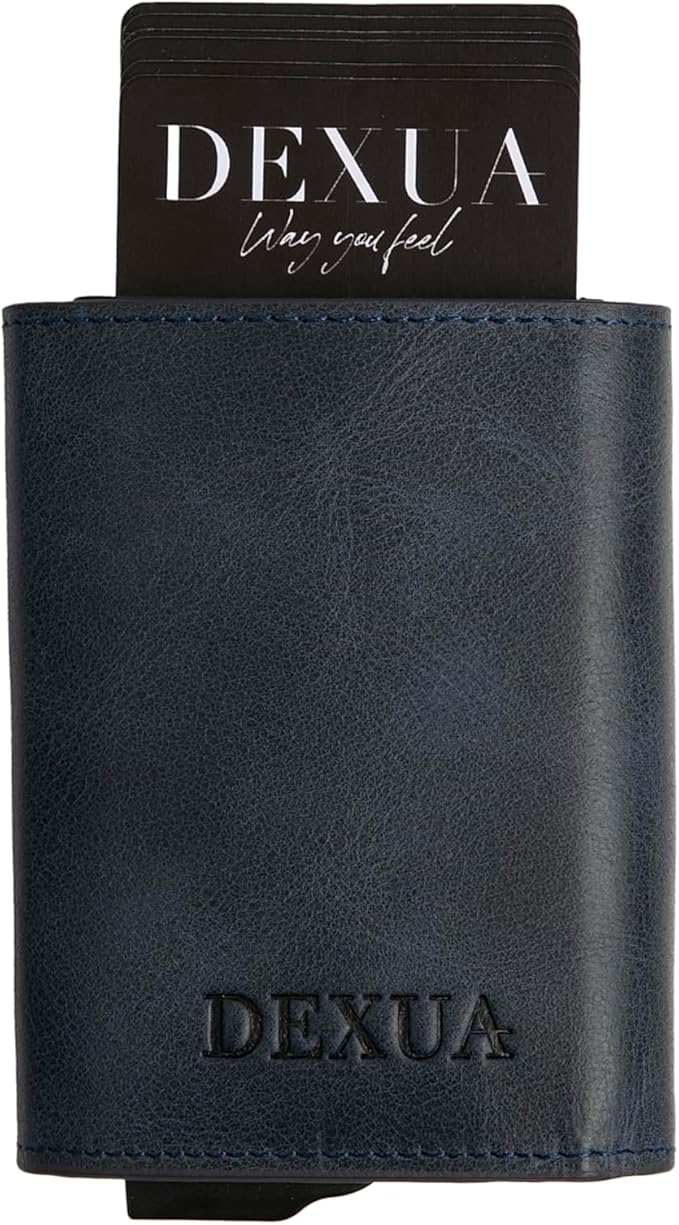 Mens Wallet, Premium Leather Slim Wallet, RFID Blocking Pop-Up Card Holder, Extra Credit Card Slots, Cash Slot, Magnetic Closure, Christmas Gift Ready Gift Box Included