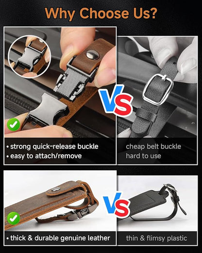 Premium Genuine Leather Luggage Tags for Suitcases - Quick Release, Privacy Protection, Elegant and Durable, Travel Essential Luggage Tag - 2 Pack Coffee
