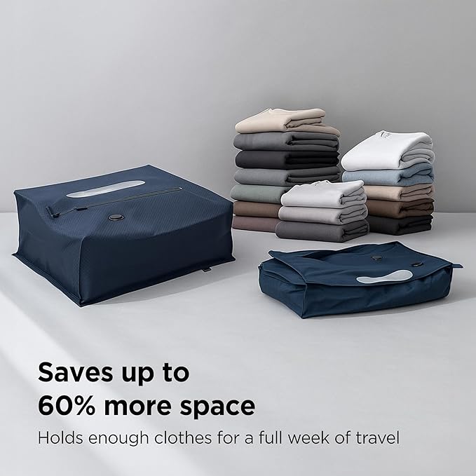 Vacuum Seal Bags for Clothing Travel - TSA Compliant Airless PacPro 48L, Carry-On Compression Packing Cubes for Luggage and Backpacks, Pump-free Air Valve (Large, Set of 2)