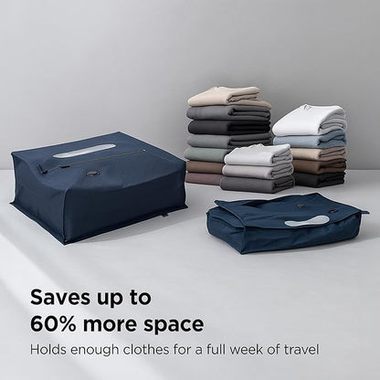 Vacuum Seal Bags for Clothing Travel - TSA Compliant Airless PacPro 48L, Carry-On Compression Packing Cubes for Luggage and Backpacks, Pump-free Air Valve (Large, Set of 2)