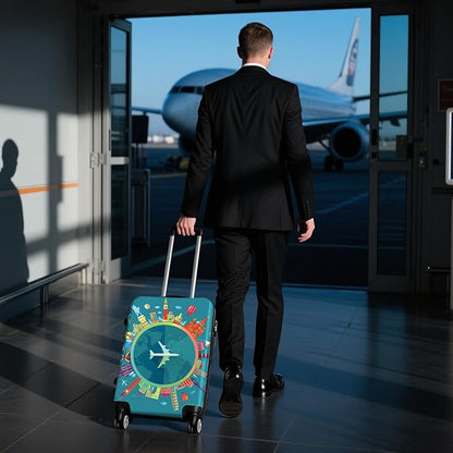 WUJIAONIAO Travel Luggage Cover Baggage Suitcase Cover Protector Skins 18-32 Inch (A15 Go Travel, M (for 22-24 inch luggage))